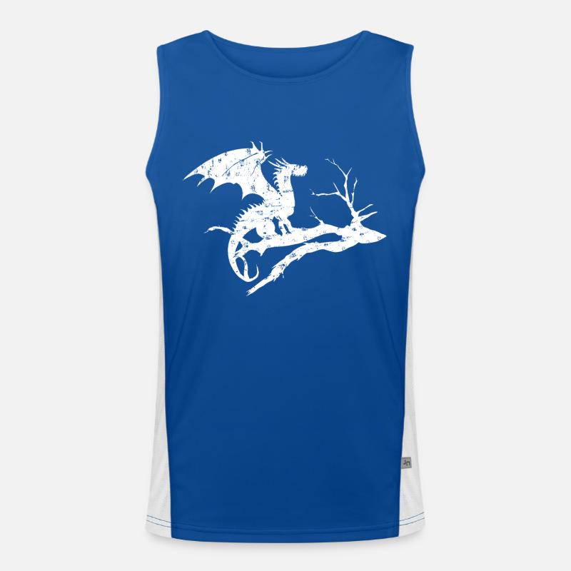 drache design silhouette toter baum Funktionelles Kontrast-Tank Top für Männer 