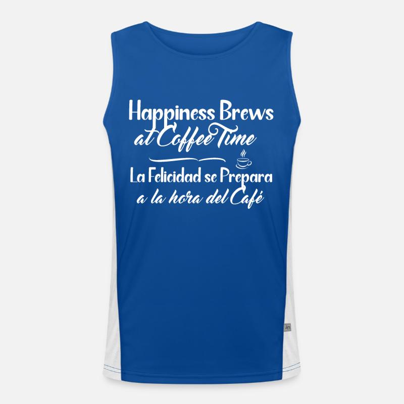 Spanisch und Englisch - Glück und Kaffee Funktionelles Kontrast-Tank Top für Männer 