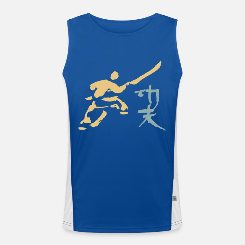 Kungfu - Shaolin Mönch mit Hellbarde Funktionelles Kontrast-Tank Top für Männer 