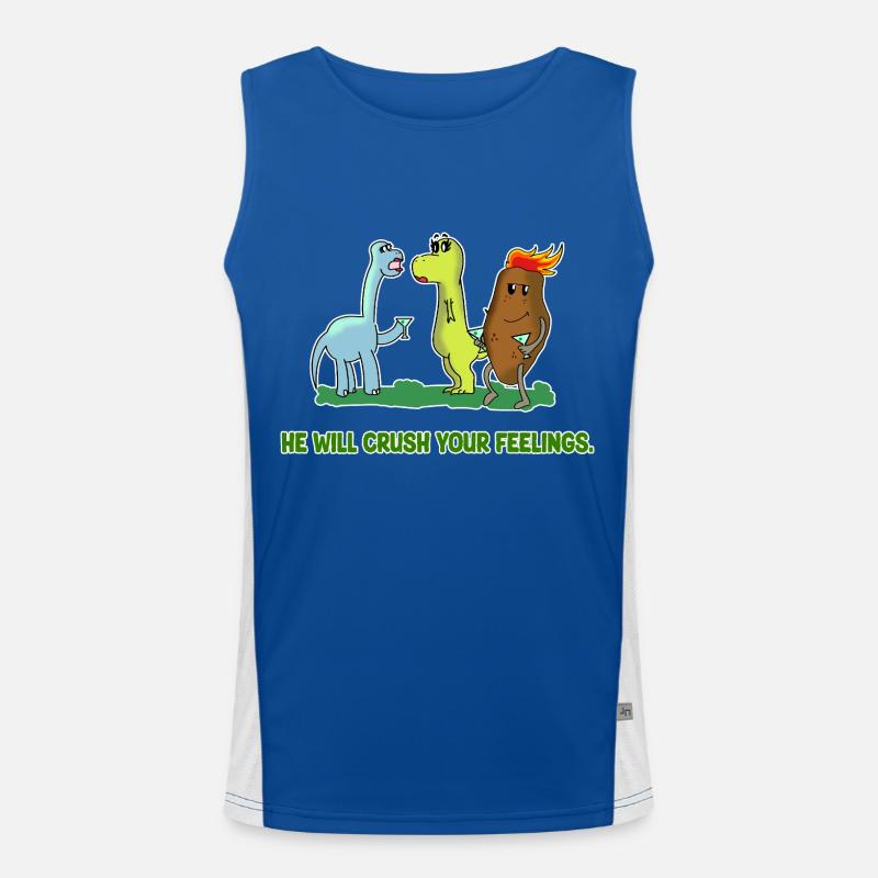 Dinosaur Feelings Funny Dino Couple Sarcasm Design Men's Functional Contrast Tank Top 