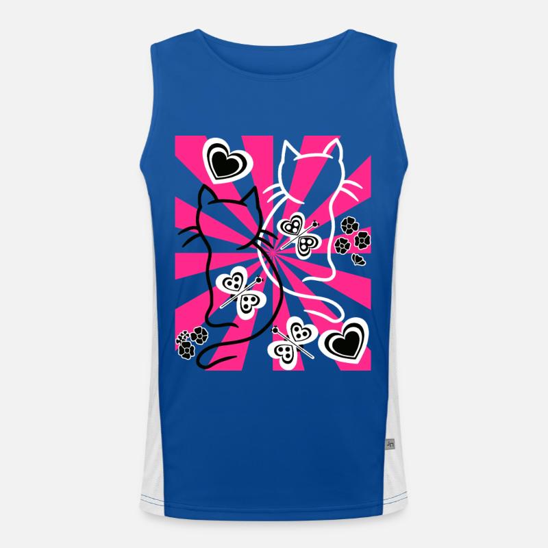 Retro Katzen Katze Vintage old school Funktionelles Kontrast-Tank Top für Männer 