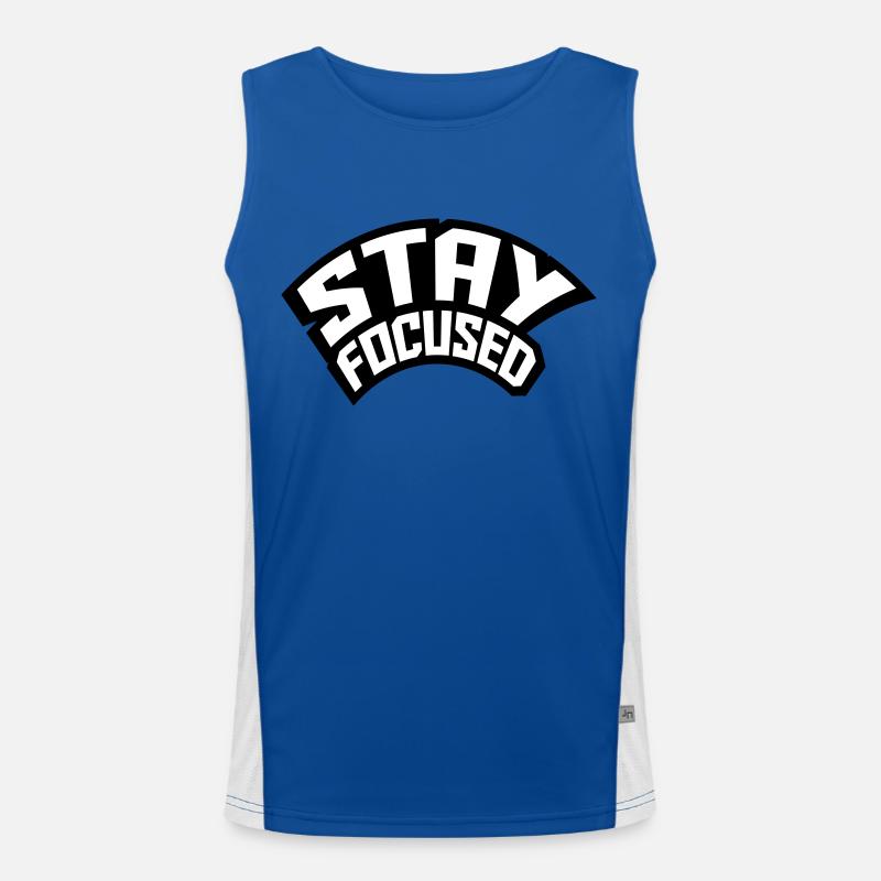 Stay focused bent cool symbol design logo logo Men's Functional Contrast Tank Top 
