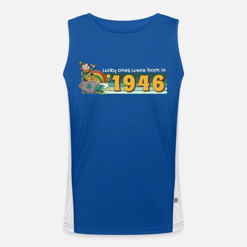 Glückliche wurden 1946 geboren tee St. Patrick's Funktionelles Kontrast-Tank Top für Männer 