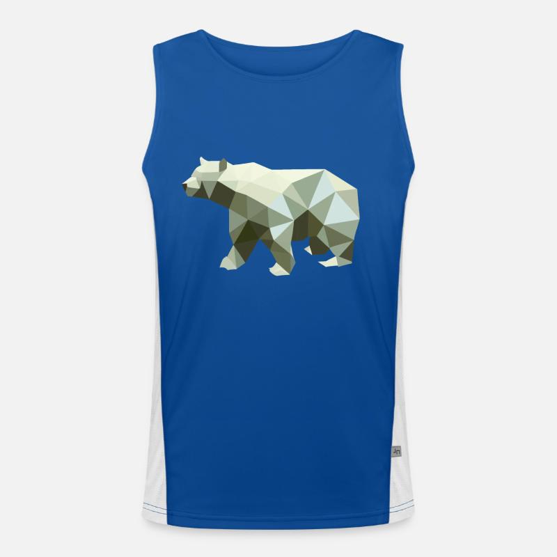 Bär Polygon Eckig Wandern Bäume Tier Berge Natur Funktionelles Kontrast-Tank Top für Männer 
