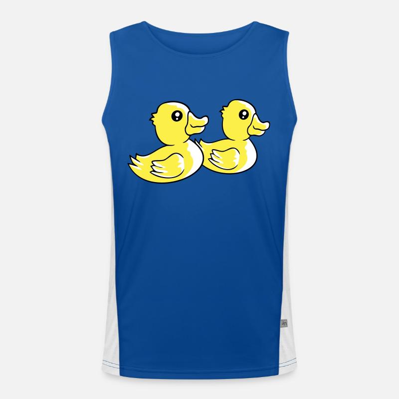 2 Enten schwimmen Wasser Paar zwei Freunde Team Funktionelles Kontrast-Tank Top für Männer 