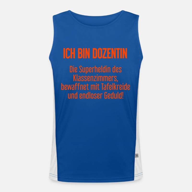 Dozentin - Die Superheldin des Klassenzimmers! Funktionelles Kontrast-Tank Top für Männer 