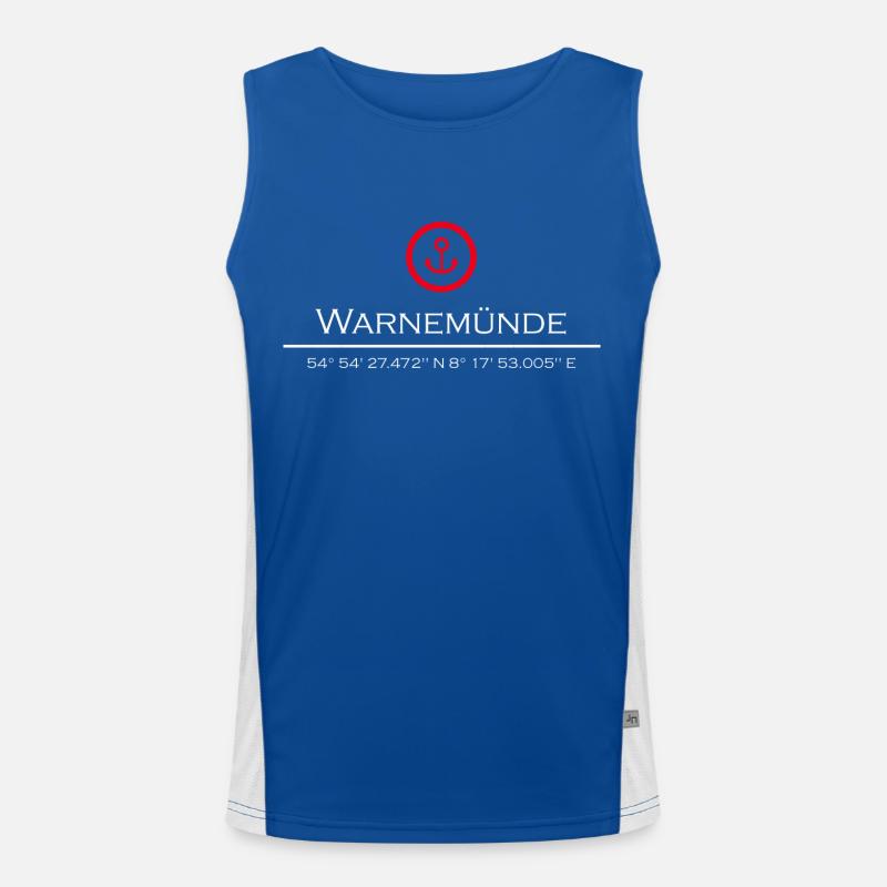 Warnemünde roter Anker Funktionelles Kontrast-Tank Top für Männer 