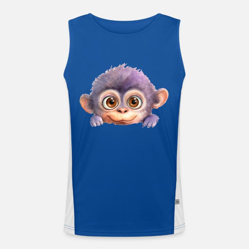 Monkey Drawing Watercolor Men's Functional Contrast Tank Top 