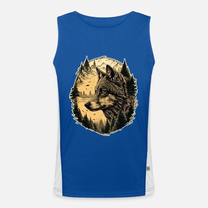 Wolf Art Head Wolf’s Head Nature Wilderness Vintage Débardeur respirant contrasté Homme 