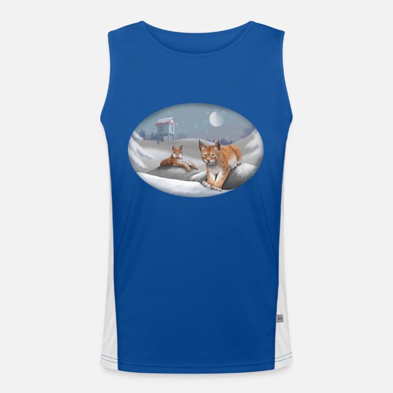 Lynx and Snow - Cat - Pet Animals Men's Functional Contrast Tank Top 