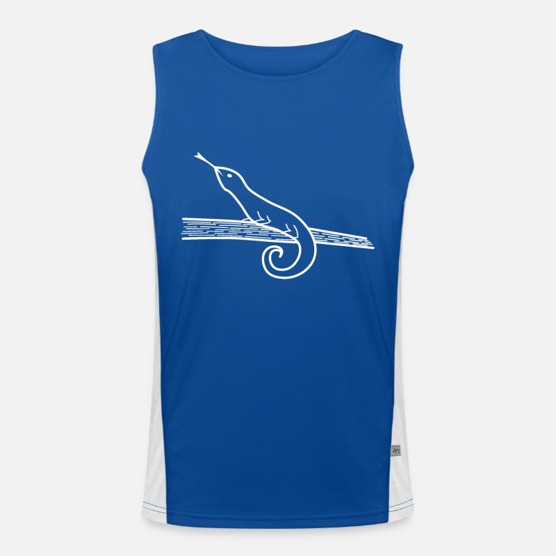 Lizard on tree branch - Men's Functional Contrast Tank Top  - royal/white