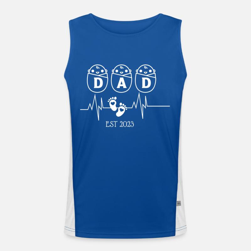 Dad EST 2003 Herzschlag Funktionelles Kontrast-Tank Top für Männer 