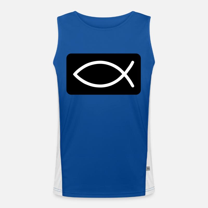 Fisch Christlich Jesus Funktionelles Kontrast-Tank Top für Männer 