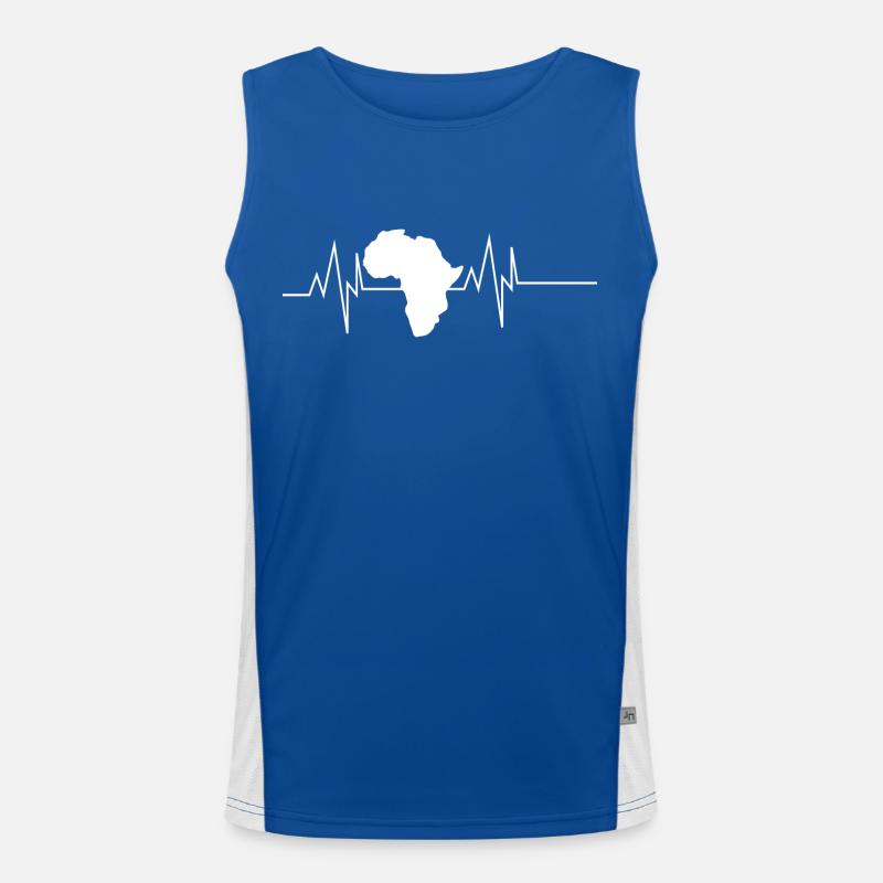 Africa Map Heartbeat Men's Functional Contrast Tank Top 