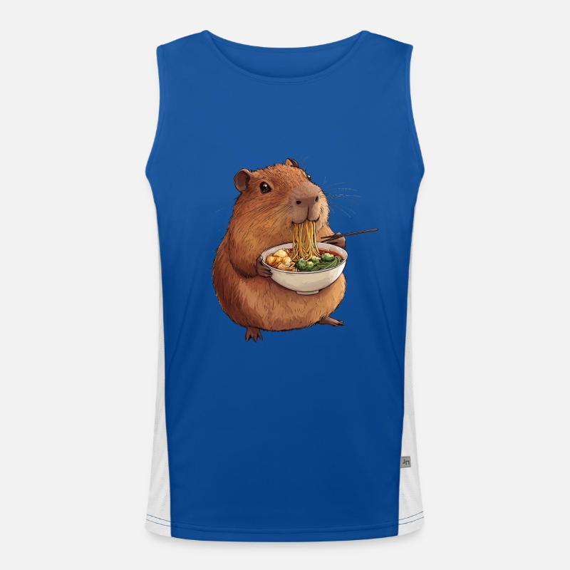 Capybara Eats Ramen - Men's Functional Contrast Tank Top  - royal/white