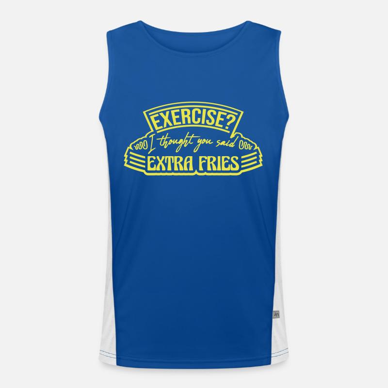 Exercise Extra Fries Quote Men's Functional Contrast Tank Top 
