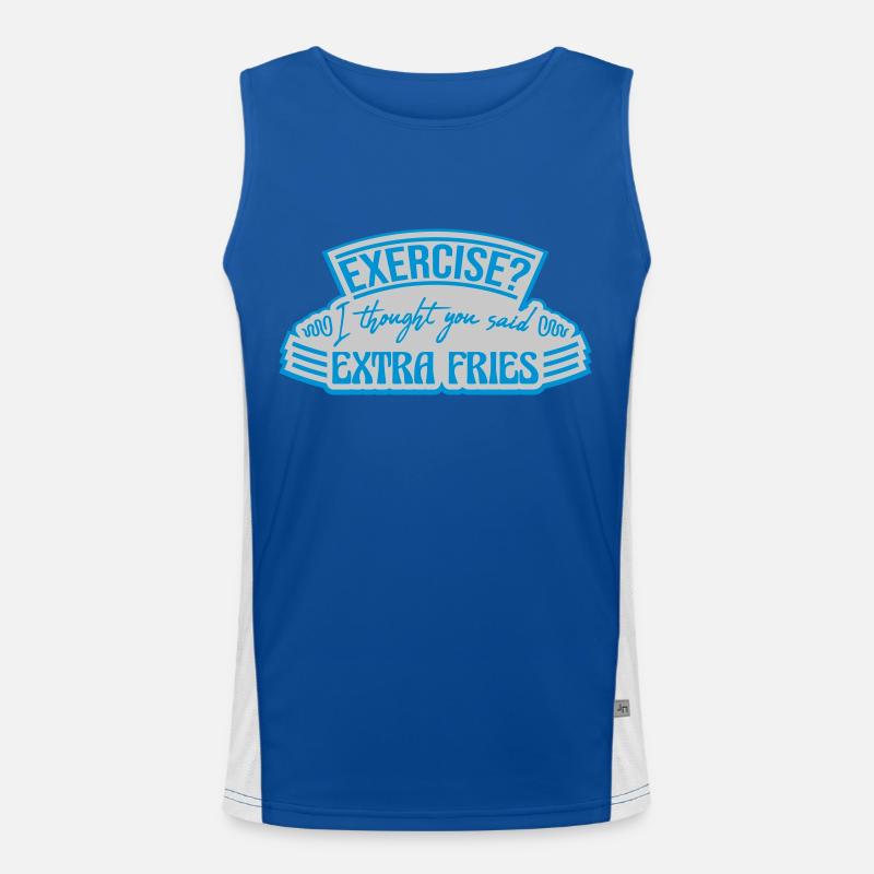 Exercise Extra Fries Zitat Funktionelles Kontrast-Tank Top für Männer 