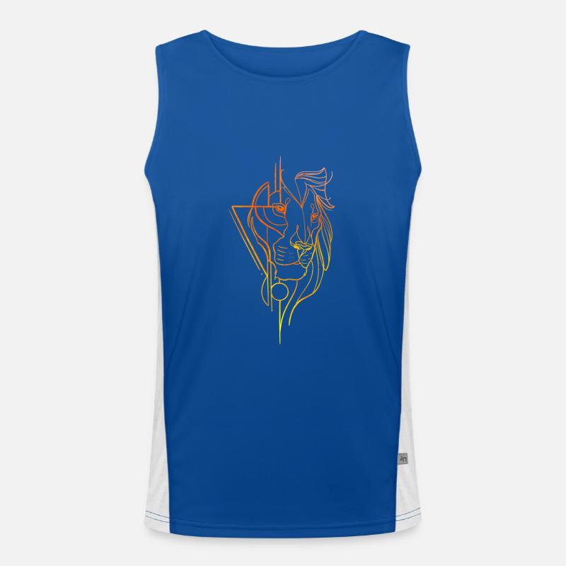 Lion head lining art Men's Functional Contrast Tank Top 