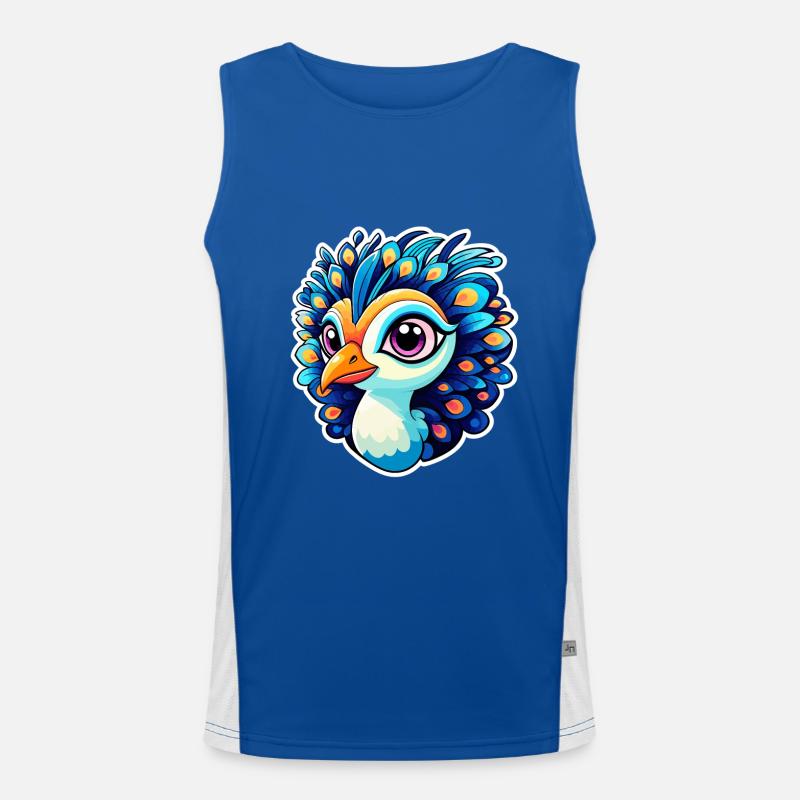 Pfau Vogel Zeichnung Funktionelles Kontrast-Tank Top für Männer 