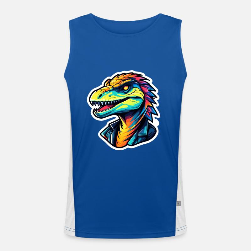 Velociraptor Dinosaurier Zeichnung Funktionelles Kontrast-Tank Top für Männer 