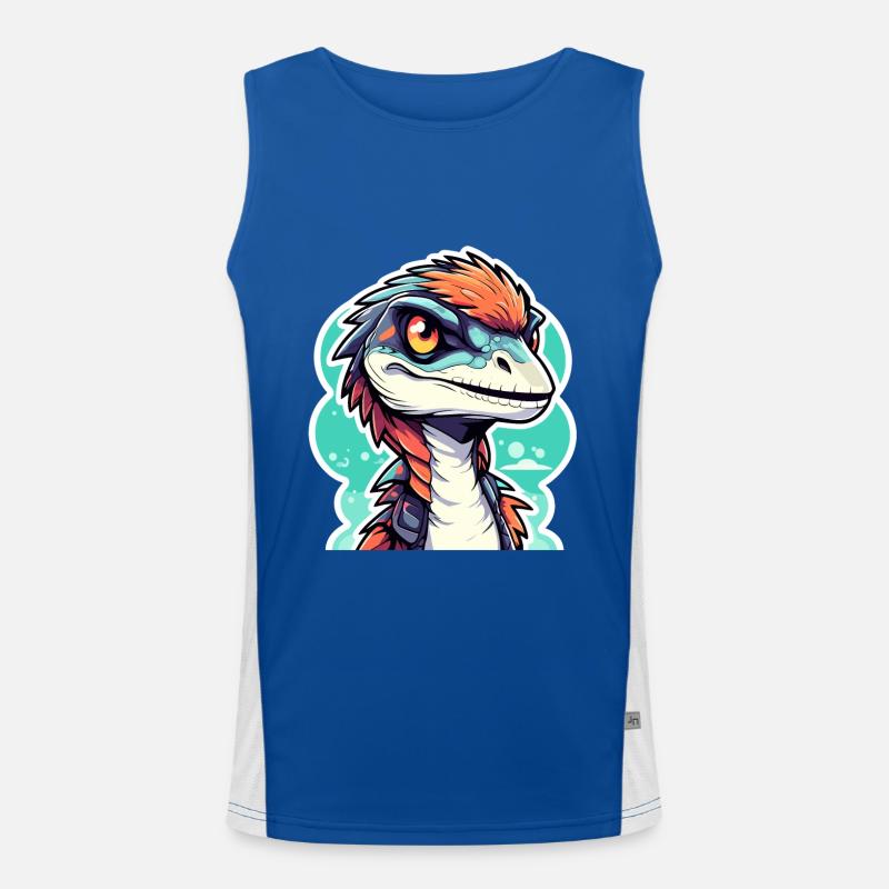 Velociraptor Dinosaurier Zeichnung Funktionelles Kontrast-Tank Top für Männer 