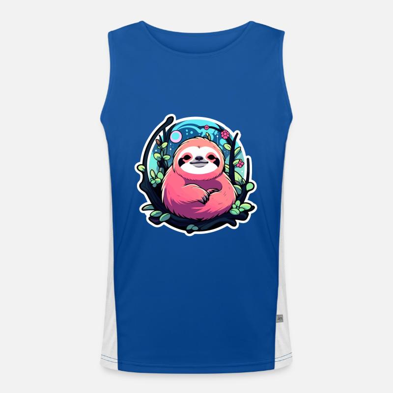 Faultier Zeichnung Funktionelles Kontrast-Tank Top für Männer 
