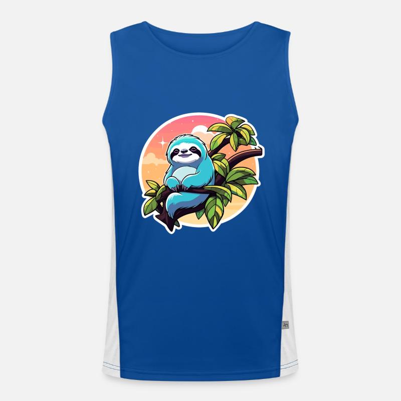 Sloth Drawing Men's Functional Contrast Tank Top 
