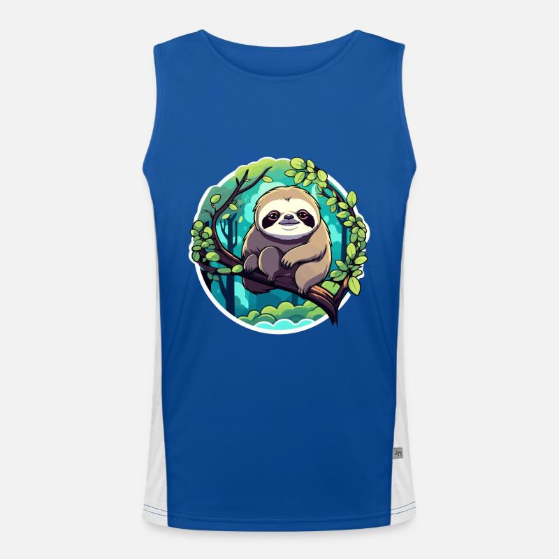 Sloth Drawing - Men's Functional Contrast Tank Top  - royal/white