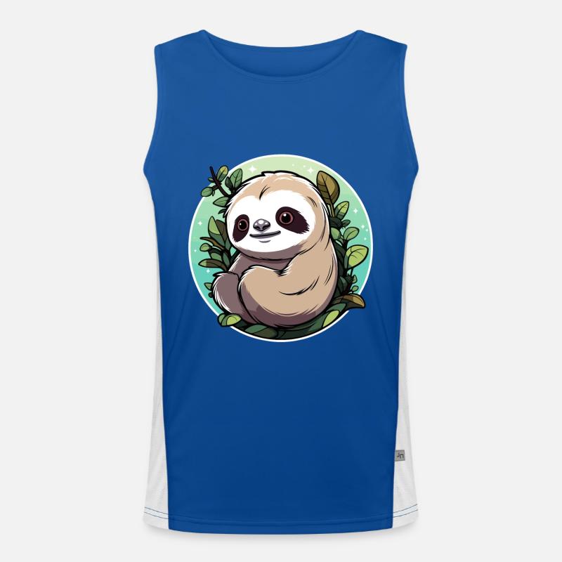 Faultier Zeichnung Funktionelles Kontrast-Tank Top für Männer 