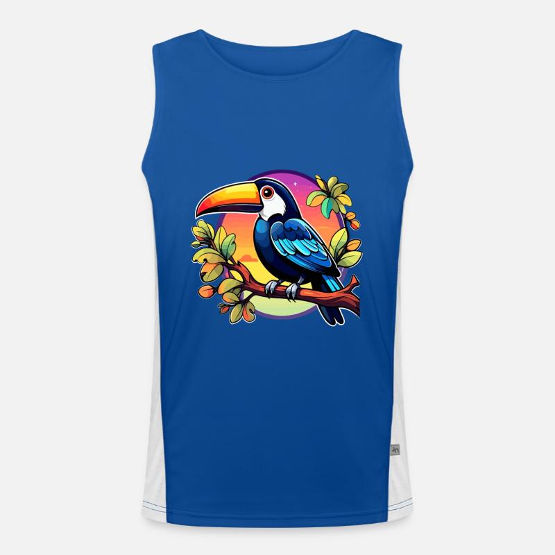 Toucan Bird Illustration Men's Functional Contrast Tank Top 