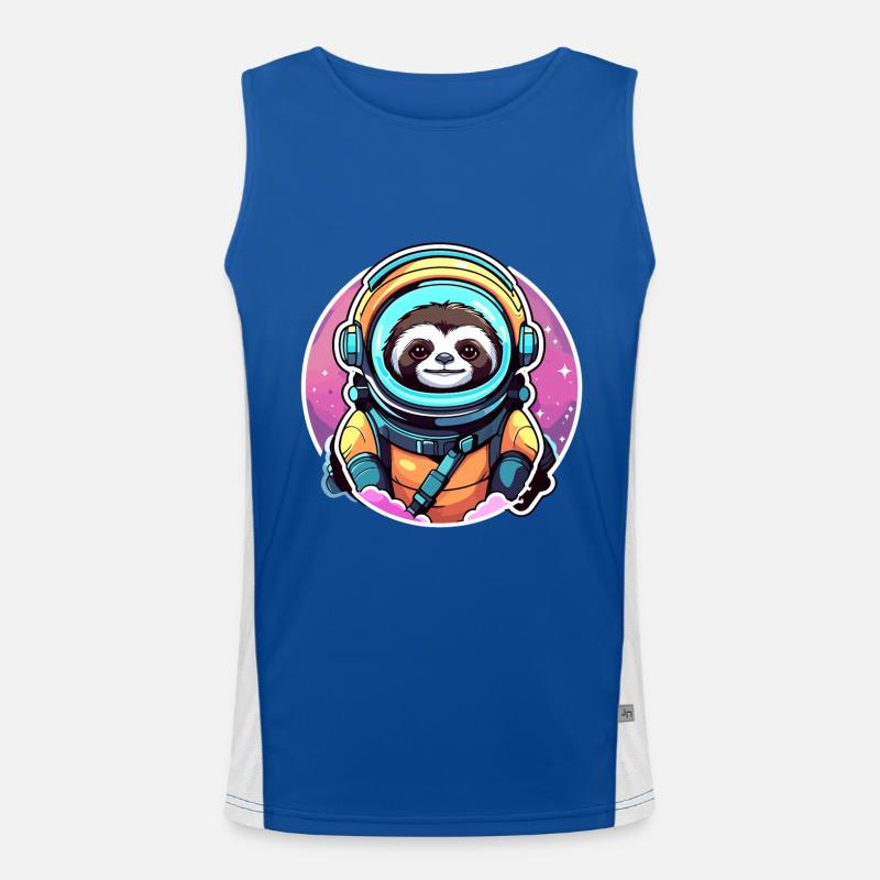 Faultier Astronaut Illustration Funktionelles Kontrast-Tank Top für Männer 