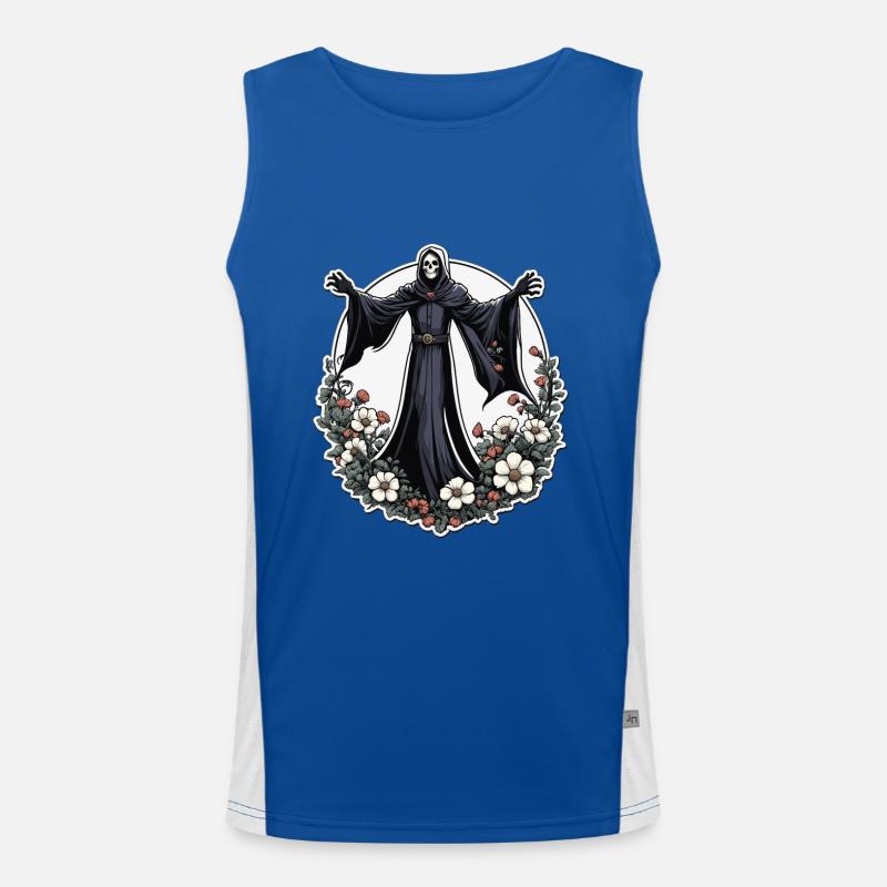 Sensenmann Blumen Illustration Funktionelles Kontrast-Tank Top für Männer 