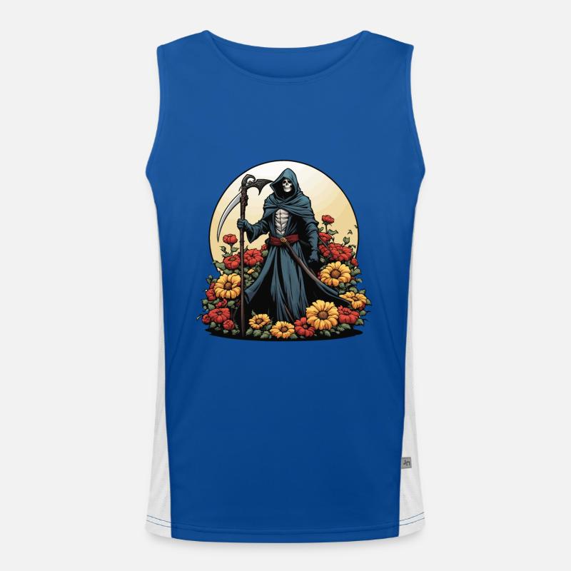 Sensenmann Blumen Illustration Funktionelles Kontrast-Tank Top für Männer 