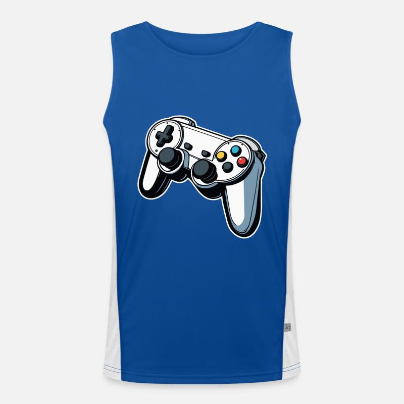 Controller White Illustration - Men's Functional Contrast Tank Top  - royal/white