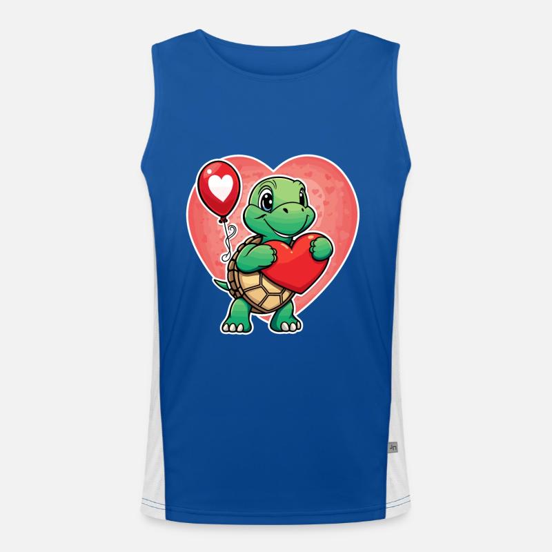 Schildkröte Herz - Valentinstag Funktionelles Kontrast-Tank Top für Männer 