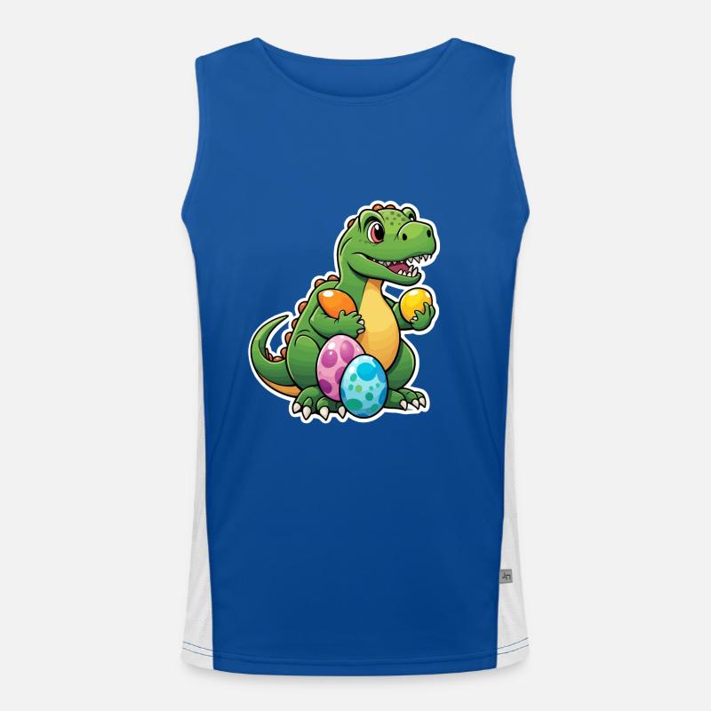 Dinosaur Easter Eggs Easter - Men's Functional Contrast Tank Top  - royal/white