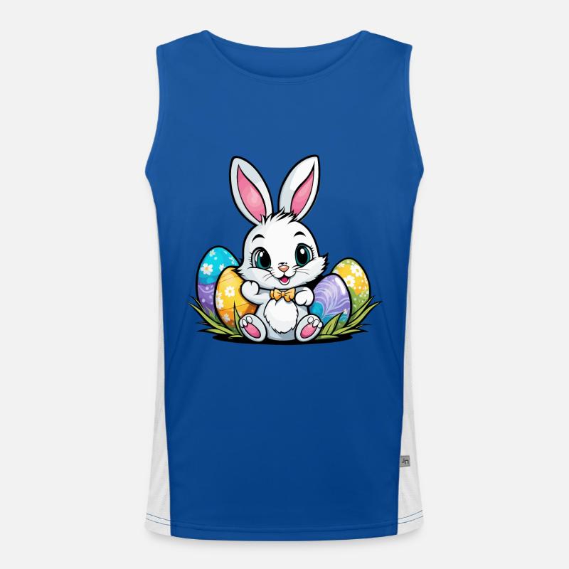 Easter Bunny Easter Illustration - Men's Functional Contrast Tank Top - royal/white