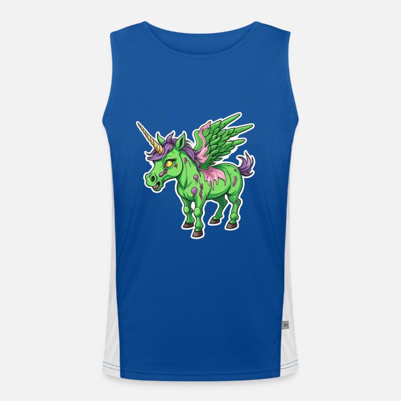 Zombie Einhorn Illustration Funktionelles Kontrast-Tank Top für Männer 