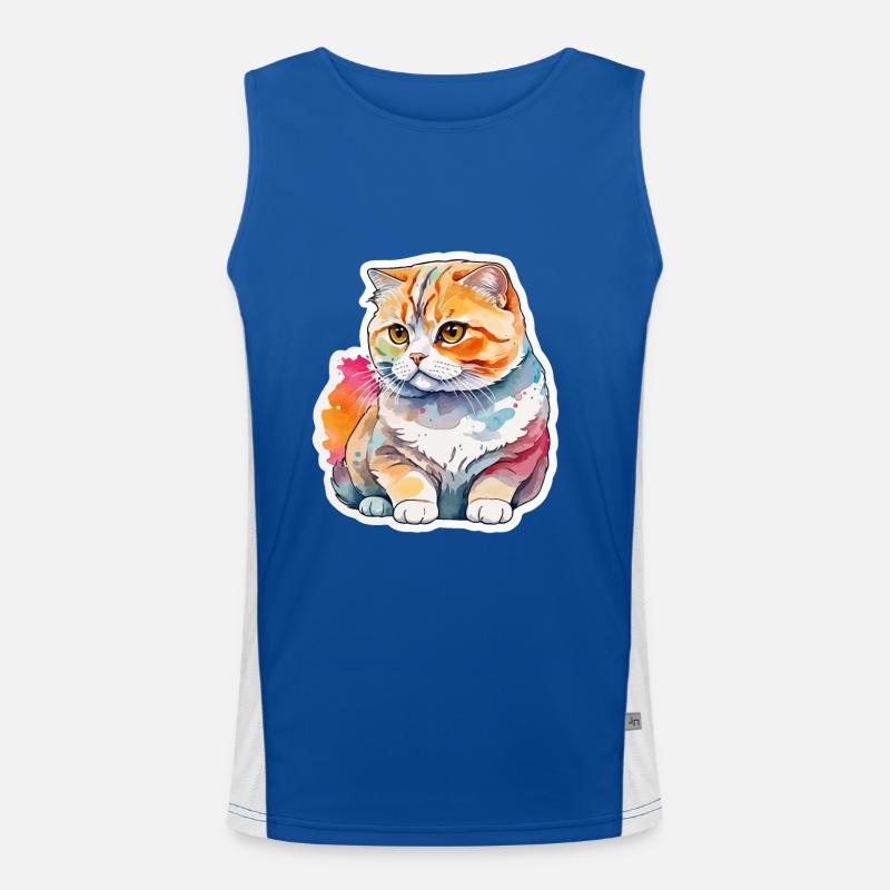 Scottish Fold Scottish Fold-Eared Cat - Men's Functional Contrast Tank Top  - royal/white