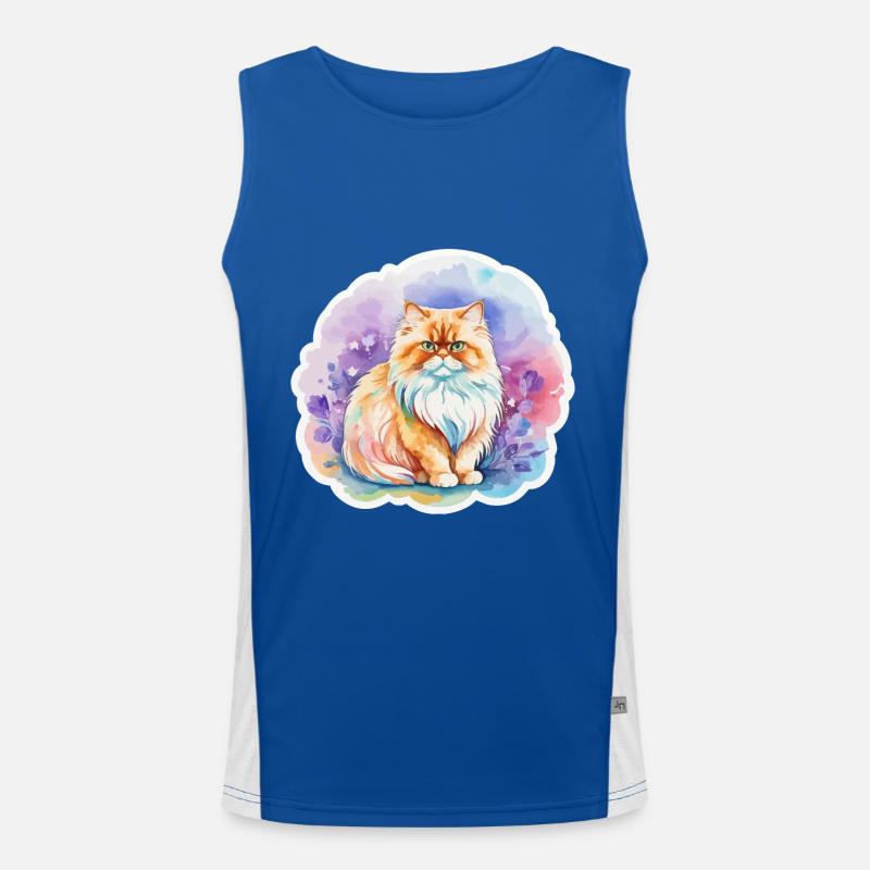 Aquarelles de chat persan Débardeur respirant contrasté Homme 