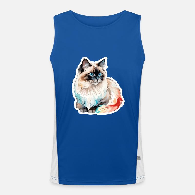 Aquarelles de chat de Birmanie Débardeur respirant contrasté Homme 