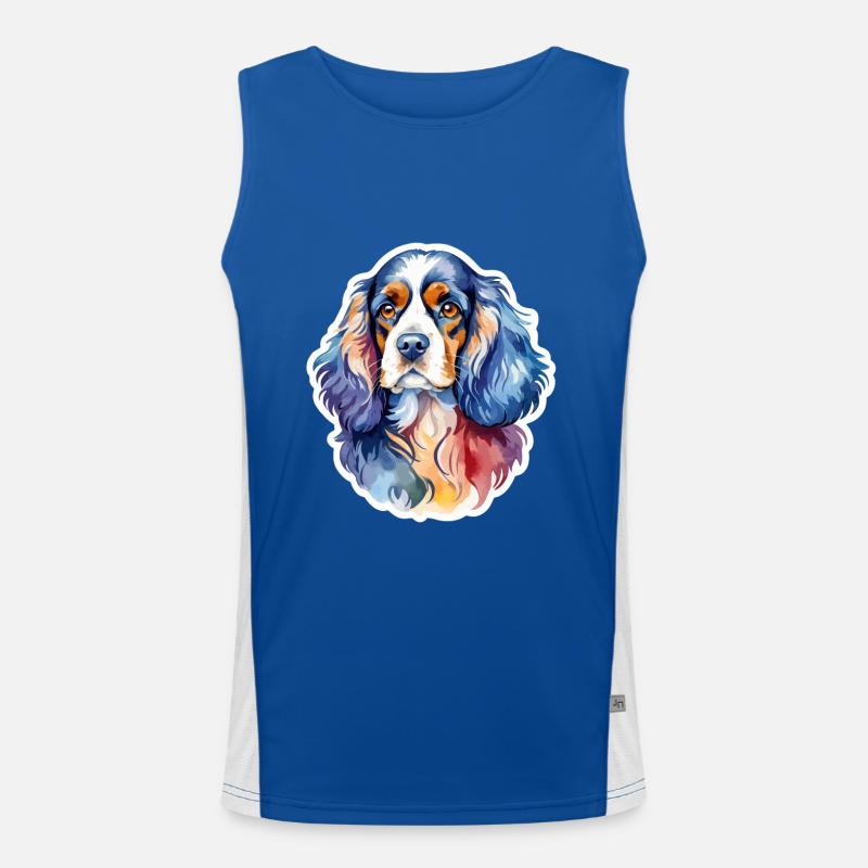 American Cocker Spaniel Wasserfarben Funktionelles Kontrast-Tank Top für Männer 