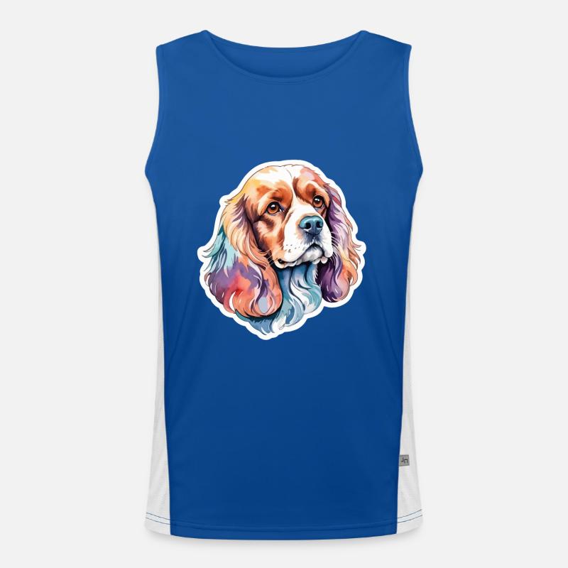 American Cocker Spaniel Wasserfarben Funktionelles Kontrast-Tank Top für Männer 