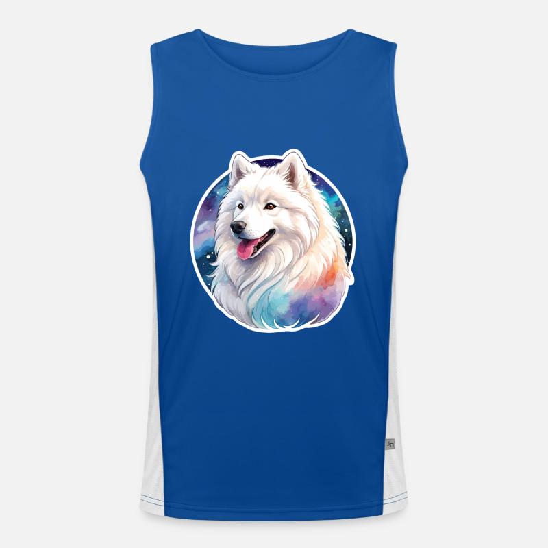 Samojede Wasserfarben Funktionelles Kontrast-Tank Top für Männer 