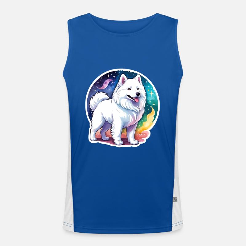 Samojede Wasserfarben Funktionelles Kontrast-Tank Top für Männer 