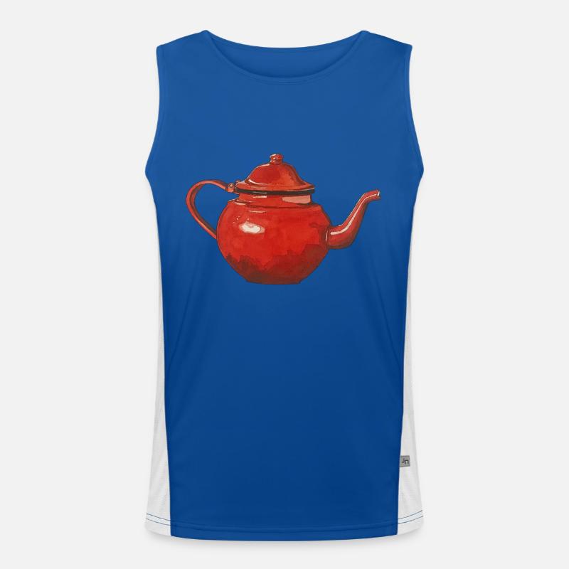 rote Teekanne Kaffeekanne emailliert Funktionelles Kontrast-Tank Top für Männer 