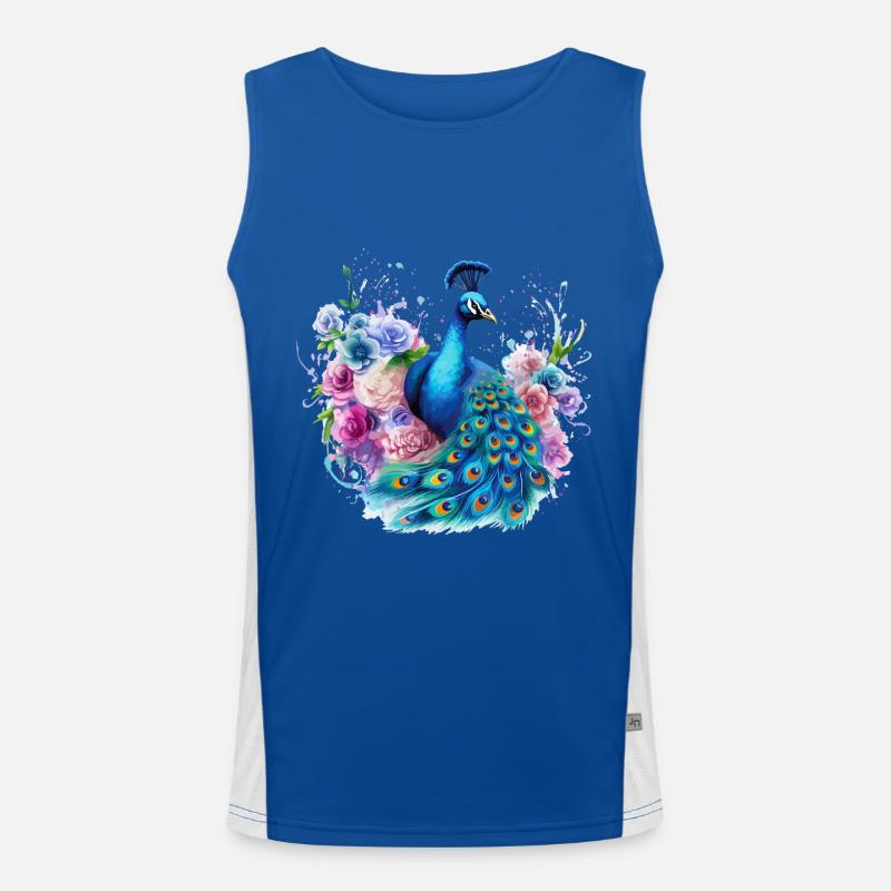 Fleurs de paon Plume de paon exotique coloré coloré Débardeur respirant contrasté Homme 