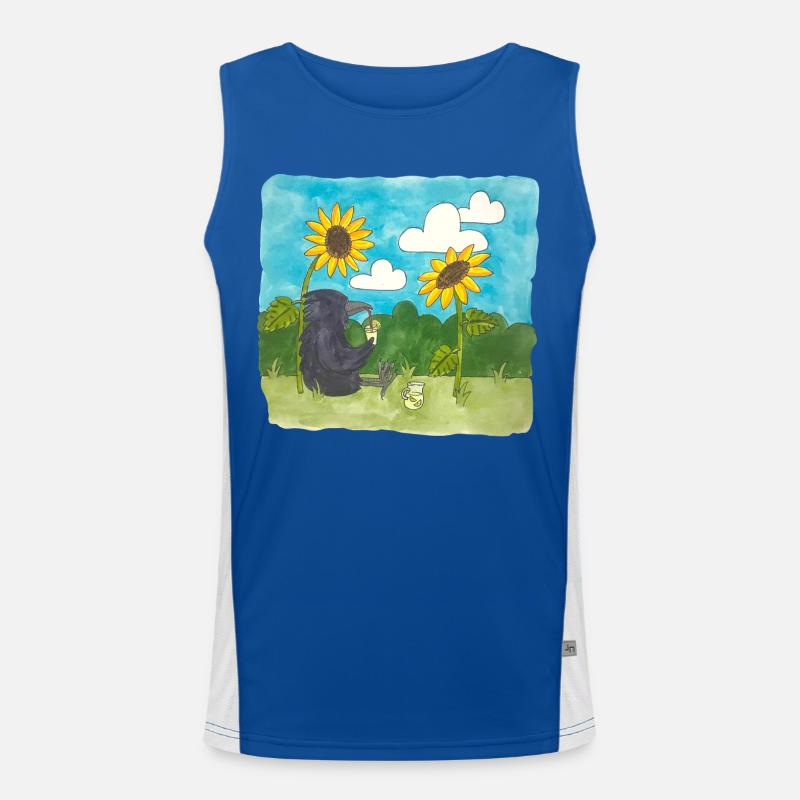 Raven Sunflowers chill Summer Lemonade Daylight Saving Time Men's Functional Contrast Tank Top 