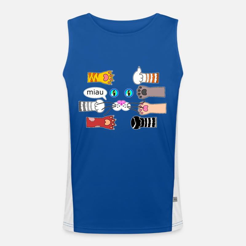 Cat Design Cat Paws Cat Muzzle Men's Functional Contrast Tank Top 