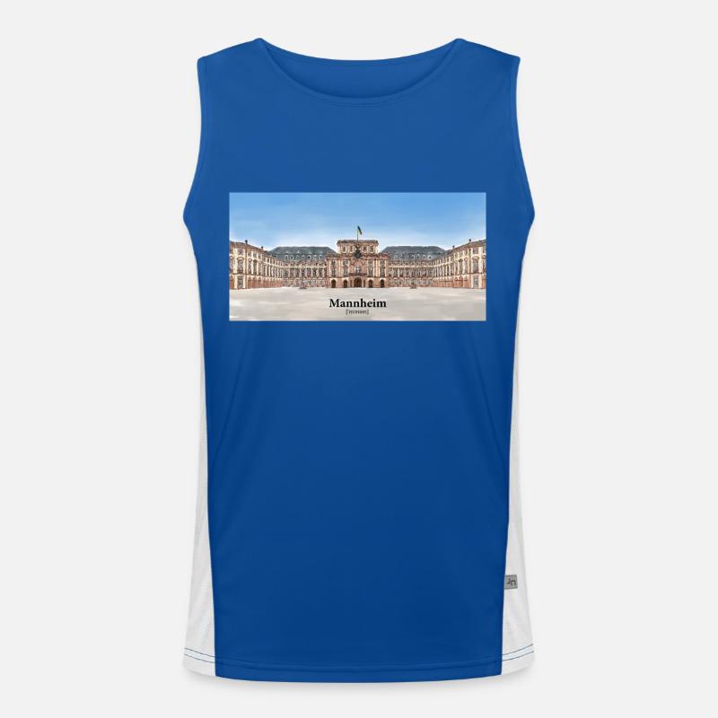 Barockschloss Mannheim Aquarell Funktionelles Kontrast-Tank Top für Männer 
